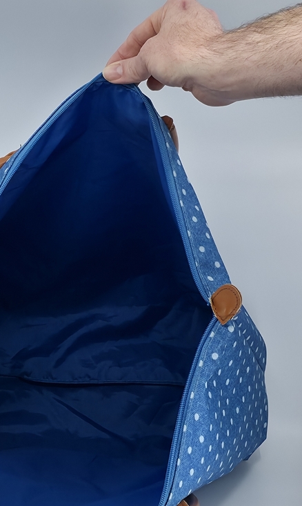 3-Piece Matching Blue Polka Dot Tote & Wallet Set - Picture 12 of 15